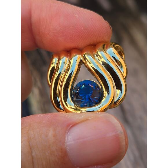 2 Vintage Nolan Miller Gold Tone Slider Pendants, Faux Topaz and Pearl - Picture 2 of 6